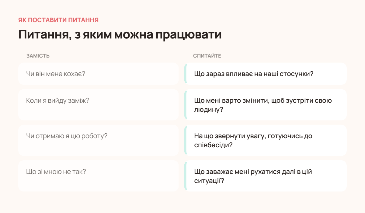 Як сформулювати питання тарологу: приклади закритих і відкритих питань